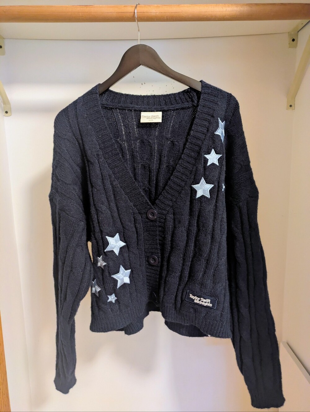 Official Taylor Swift Midnights Album Cardigan- Limited Edition Navy Cable Knit